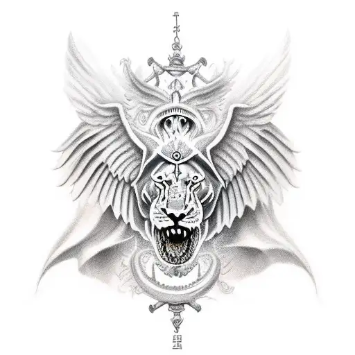 Angel Knight With Wings Turn Into A Lion