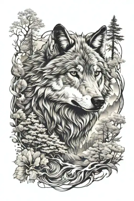 Wolf Blended Elements Of Nature Inspired Sleeve