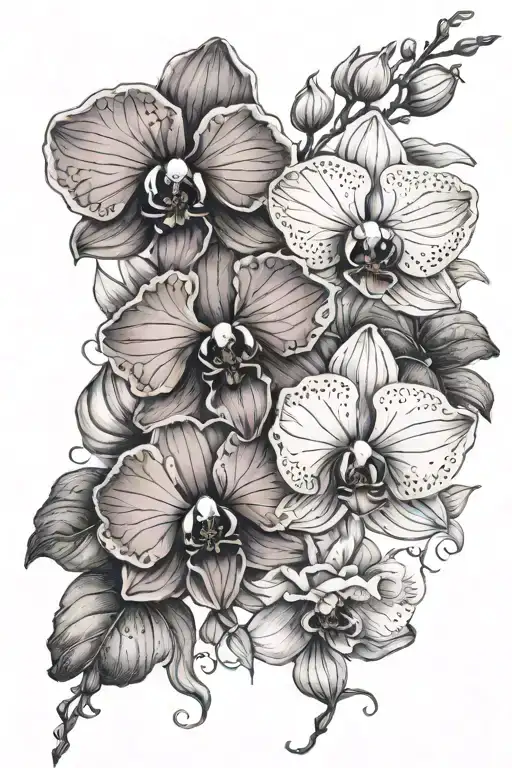 Orchid Flowers With A Rose And Poppy Flower