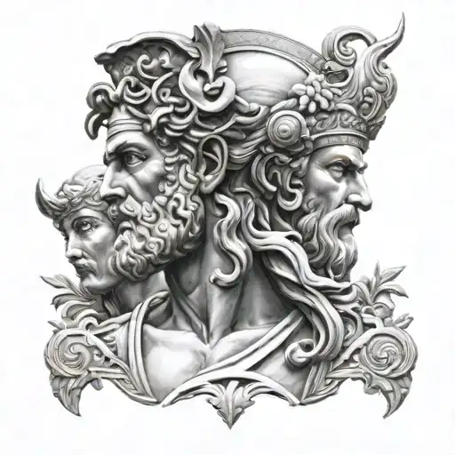 Greek Gods Theme In Black And White