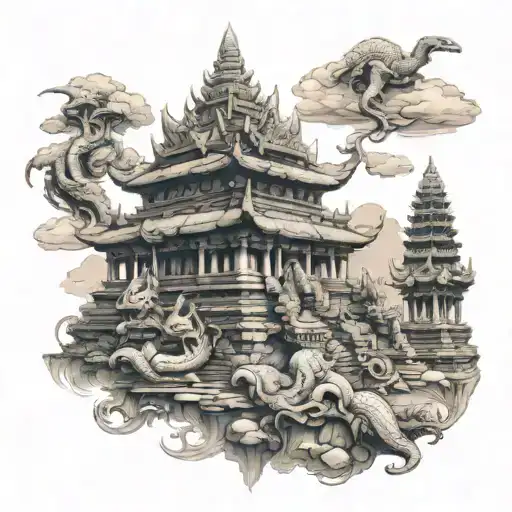 Dragon Angkor Wat Towers Skyline