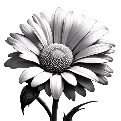 Black And White Little Common Daisy Flower