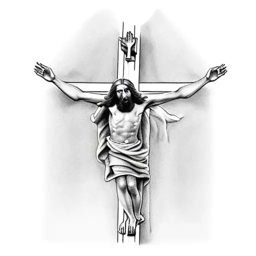 Jesus On A Cross Looking Up