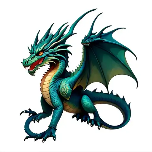 Dragon And Wyvern Perched