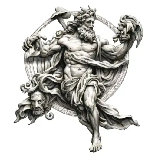 Design Me A Unique Tattoo For The Inside Of My Bicep With A Black And White Greek Gods Theme