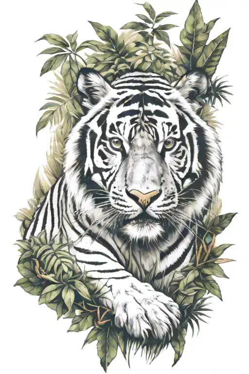 Tiger Hunting In Jungle Background