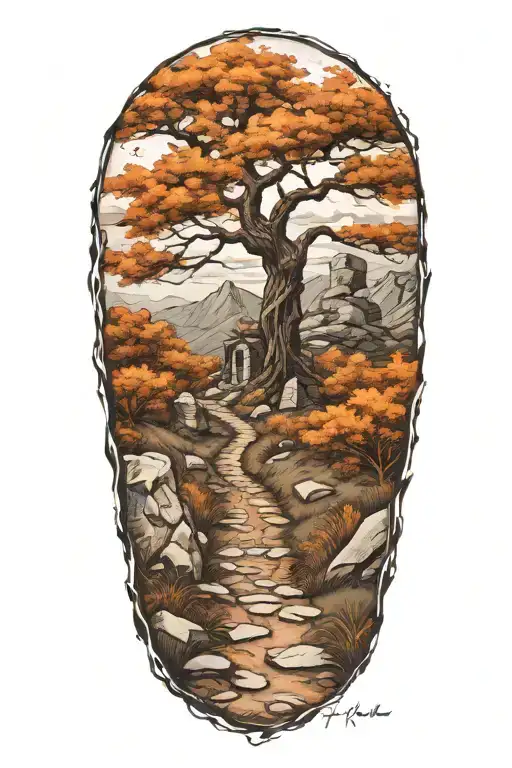 Head Stone Walk Way Winding Hiking Trail Forming The Shape