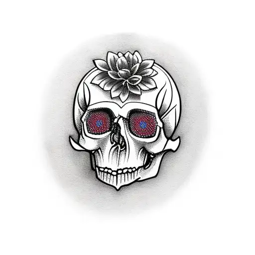 Flower With Skull And Gems