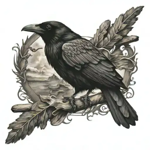 Raven Pitched On Cross