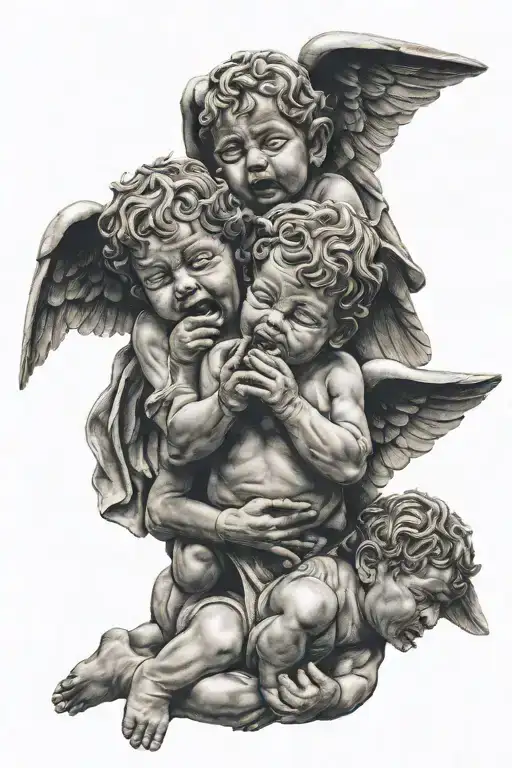 Three Baby Angels See No Evil Speak No Evil Hear No Wvil