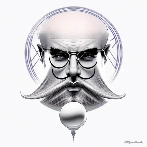 Greek Portrait Like God Twisted Beard Holding A Sphere Above The Head