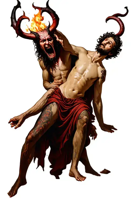 Satan Holding Jesus To The Ground With His Foot