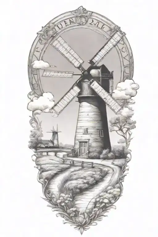 Windmill And Road