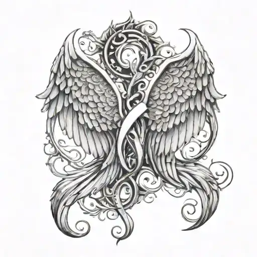 An Infinity Symbol Intertwined With Intricate Angel Wings