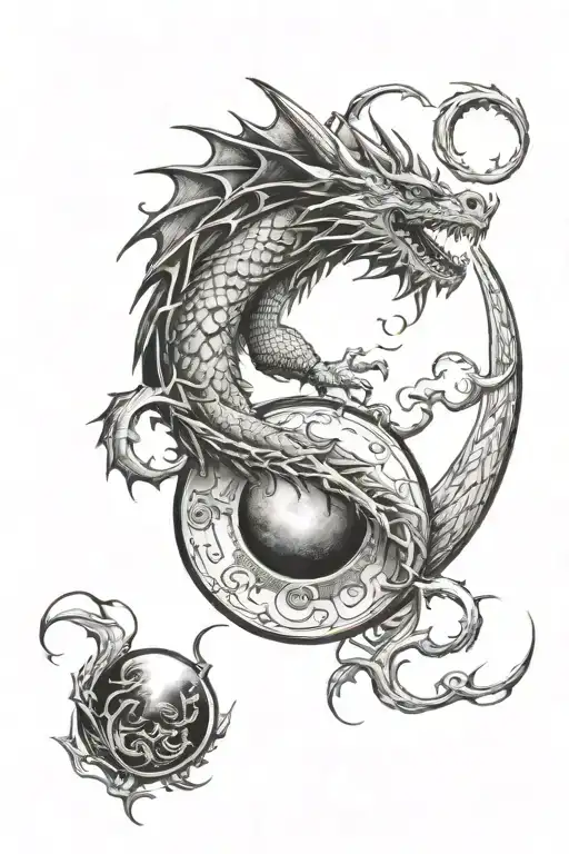Dragon And Moon And Sun