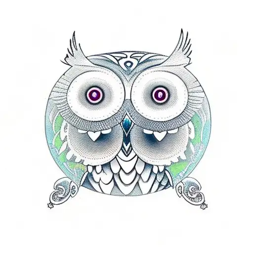 Day Of The Dead Owl With Hour Glass As Its Body