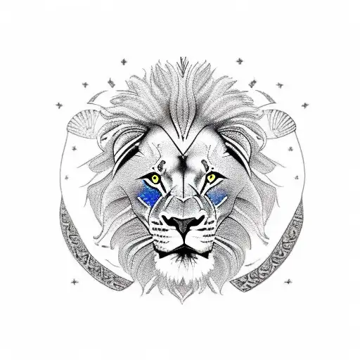 Lion With Bule Eyes And Spartan