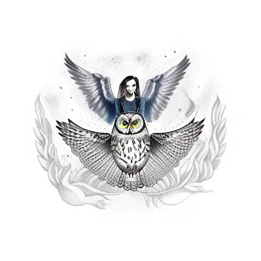 Owl Spread Wings Flying Holding Cornicello Pepper With Feet