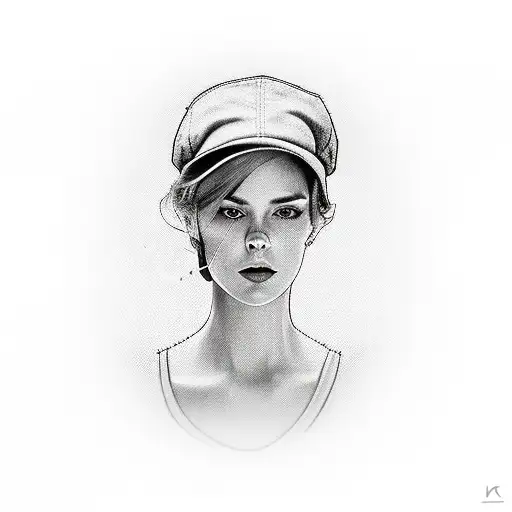 Woman In Cap With Gun