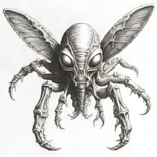 Alien With The Togue Aoutside The Moth For The Hand