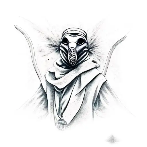 Plague Doctor And A Naturally Looking Bee