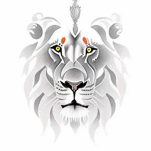 Lion With Bule Eyes And Chess Game