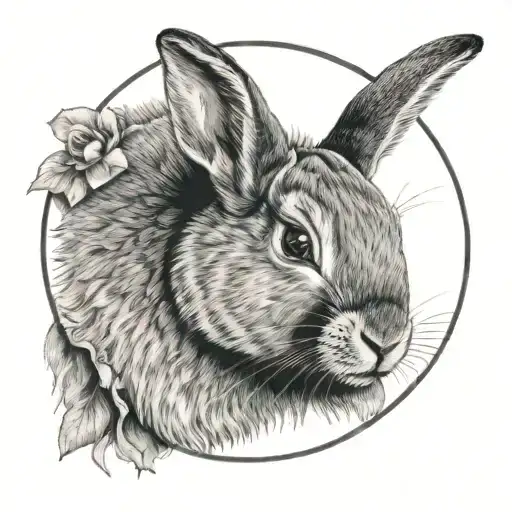 Sneaky Bunny Head In A Circle