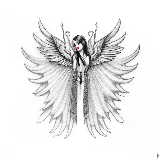 Beautiful Female Vampire With Wings In Wood