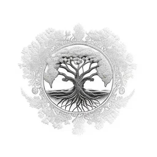 Tree Of Life With Mother And Son