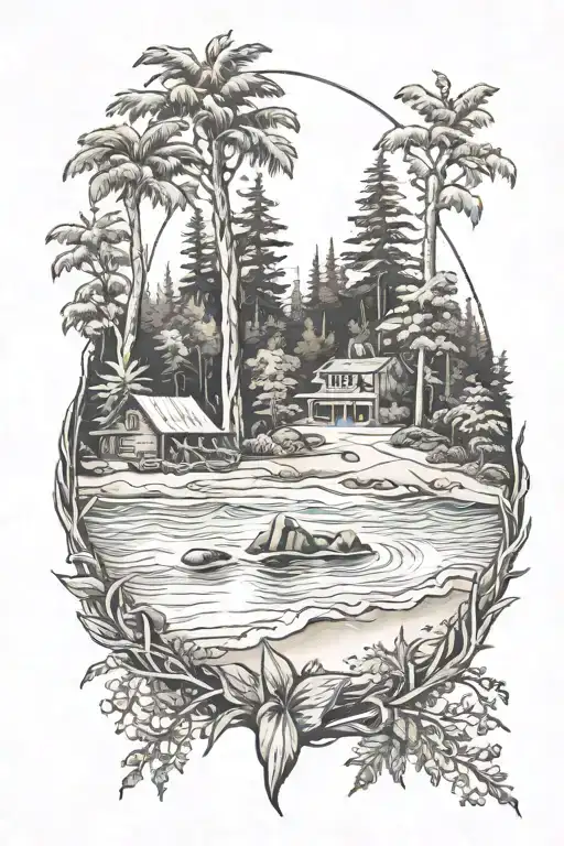California Beach And Forest Scene