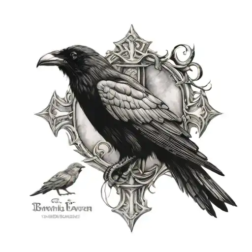 Raven Pitched On Jesus Cross