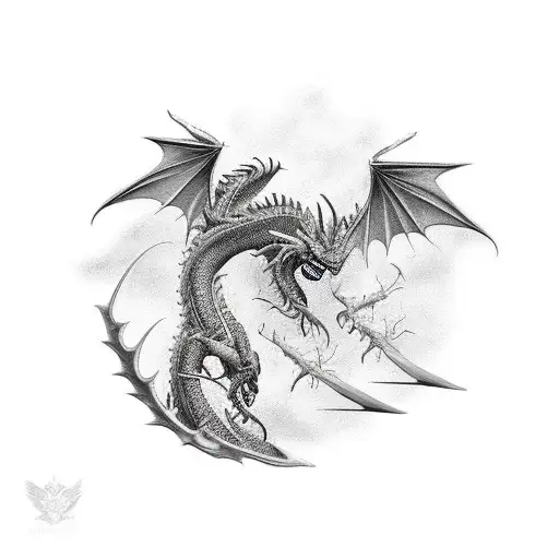 Black Dragon With Wings Sleeve
