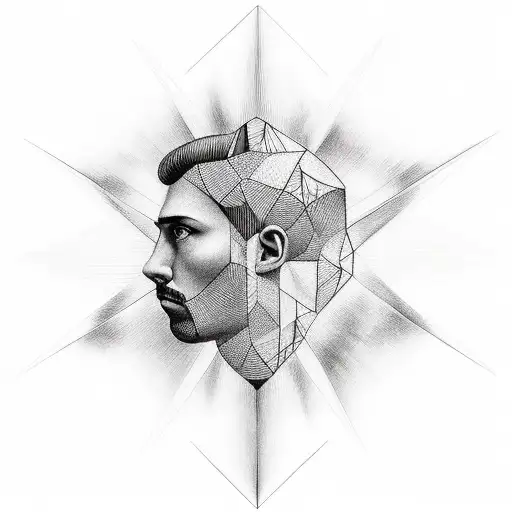 Male Figure Rising Into A Geometric Sky