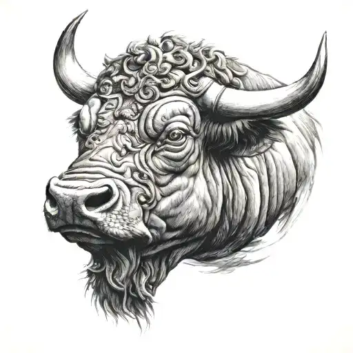 Bull's Head With Background Black