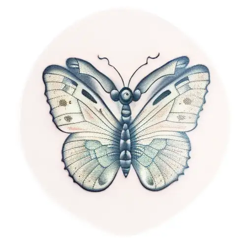 A Book With Red Writing In It Fading Into Butterflies