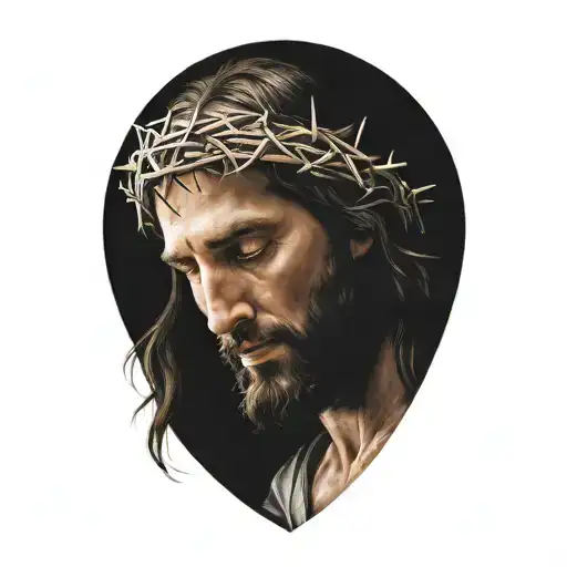 Hyper Realistic Portrait Of Jesus Christ With A Crown Of Thorns