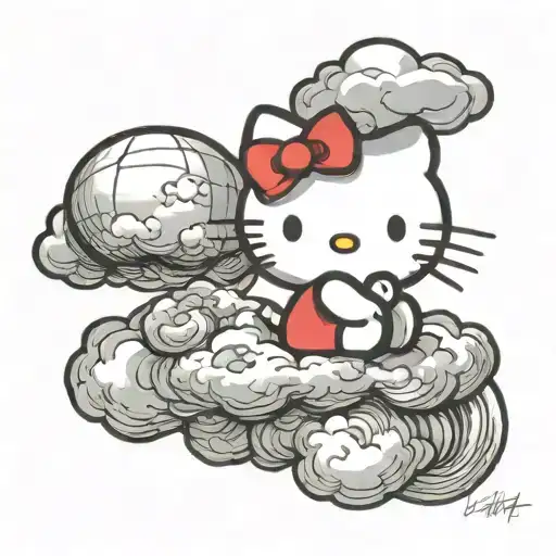 Hello Kitty Sitting On A Cloud