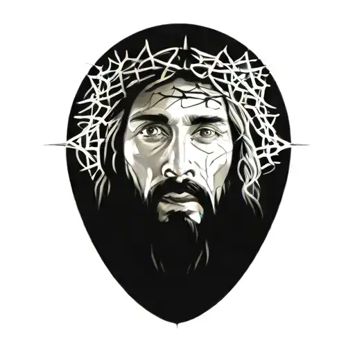 Hyper Realistic Portrait Of Jesus Christ With A Crown Of Thorns