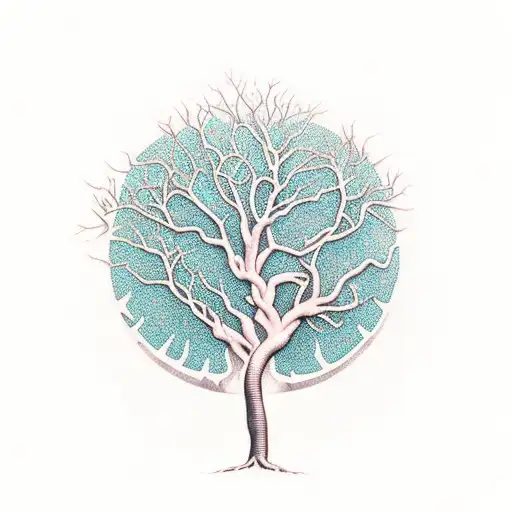 Tree Growing Half Bright Side Of Life And Half Dark Part