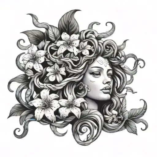 Medusa And Hawaian Flowers