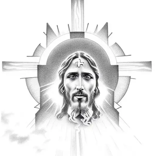 Jesus With Open Arms Waiting At The Gates Of Heaven And Surrounded By Clouds And Sun Rays