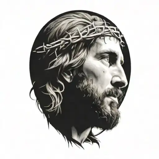 Hyper Realistic Portrait Of Jesus Christ With A Crown Of Thorns