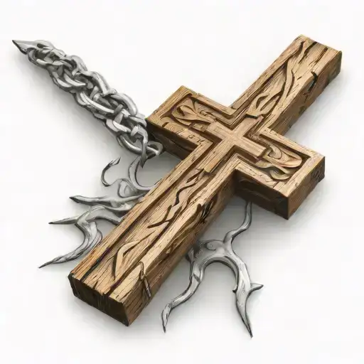 Hyper Realistic Wooden Cross With Nothing On It And Light Bursting Out From The Middle