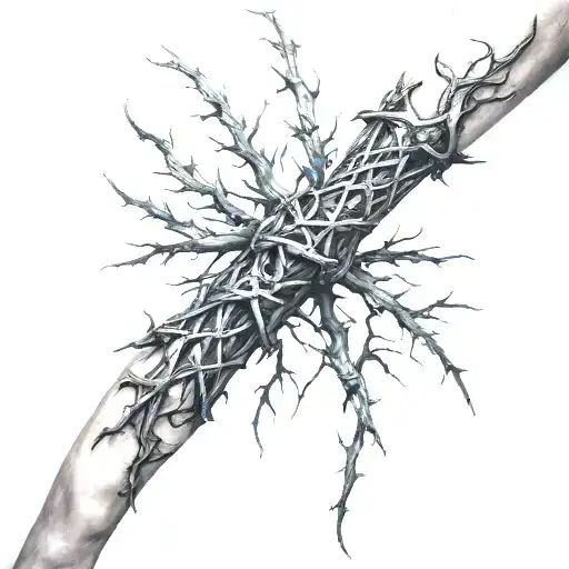 Gothic Style Barbed Branches In The Forearm To Turn