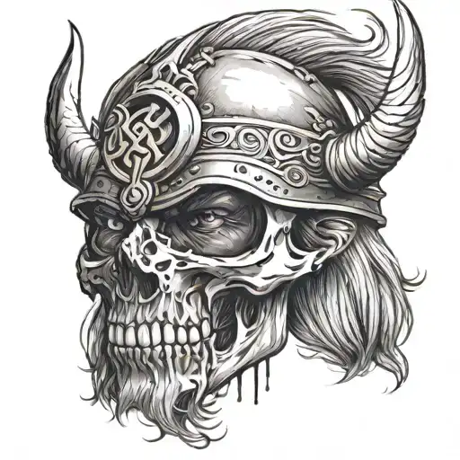 Angry Eye Viking Skull