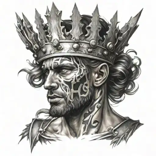 Head And Chest Of War Wearing A Crown With A Bow
