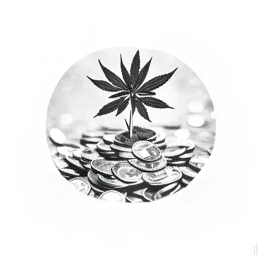 Weed Plant Growing From A Pile Of Money With