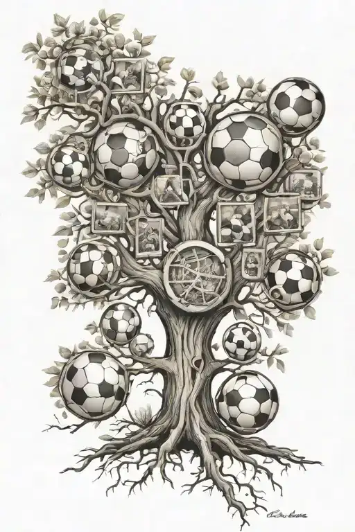 A Family Tree With Football Symbols Representing Each Member