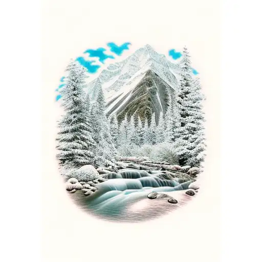 Mountains And River Through Forest