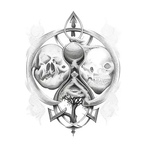 Memento Mori With Hourglass And Tree